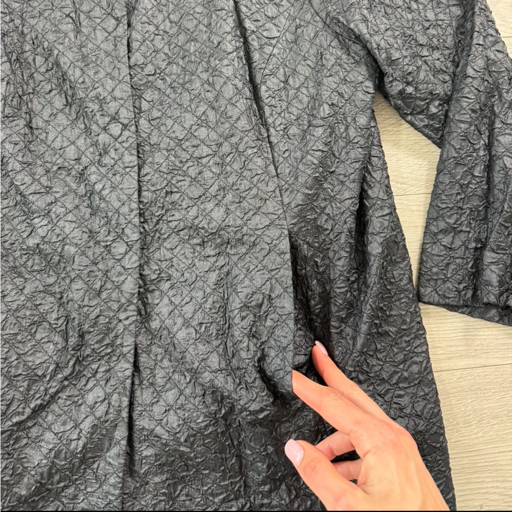 Eileen Fisher Black Textured Jacket Lagenlook Oversized Open Front - Picture 6 of 8